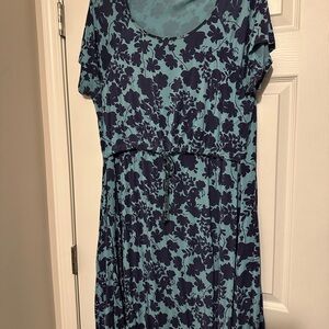 Latched Mama Nursing Blue Floral Dress